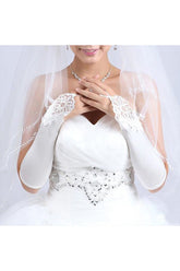 Fashion Satin Fingerless Elbow Length Party Gloves with Lace